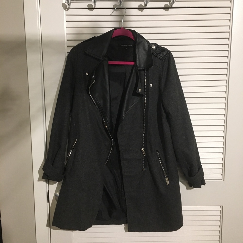 FOREIGN EXCHANGE coat with leather details